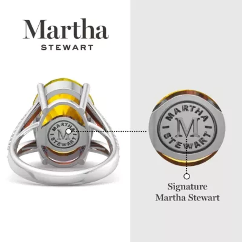 Lab Created Martha Stewart 10 1/4 Carat Oval Shape Gemstone and Grown Diamond Ring Sterling Silver