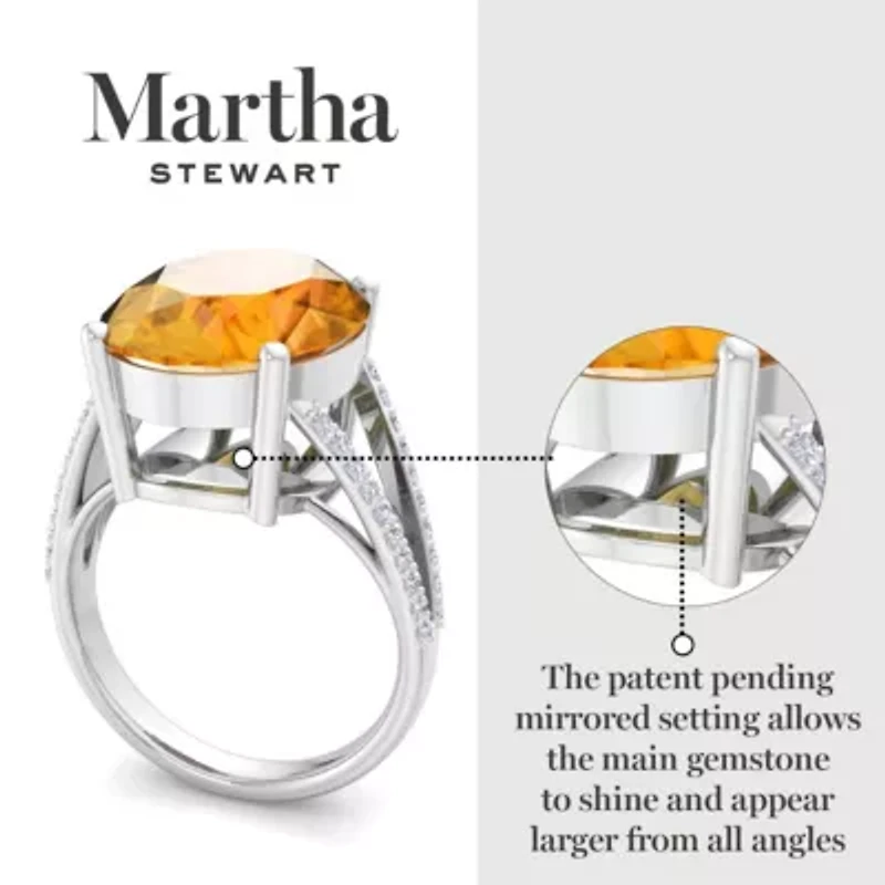 Lab Created Martha Stewart 10 1/4 Carat Oval Shape Gemstone and Grown Diamond Ring Sterling Silver