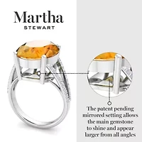 Lab Created Martha Stewart 10 1/4 Carat Oval Shape Gemstone and Grown Diamond Ring Sterling Silver