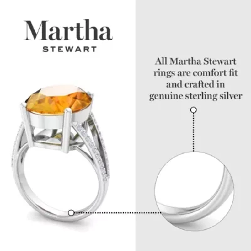 Lab Created Martha Stewart 10 1/4 Carat Oval Shape Gemstone and Grown Diamond Ring Sterling Silver