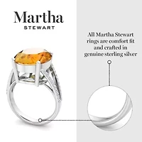 Lab Created Martha Stewart 10 1/4 Carat Oval Shape Gemstone and Grown Diamond Ring Sterling Silver