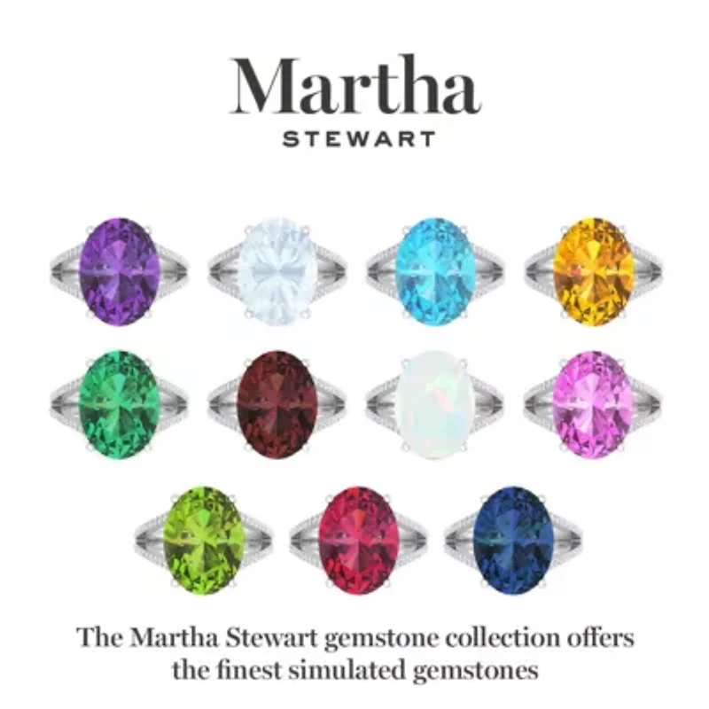Lab Created Martha Stewart 10 1/4 Carat Oval Shape Gemstone and Grown Diamond Ring Sterling Silver