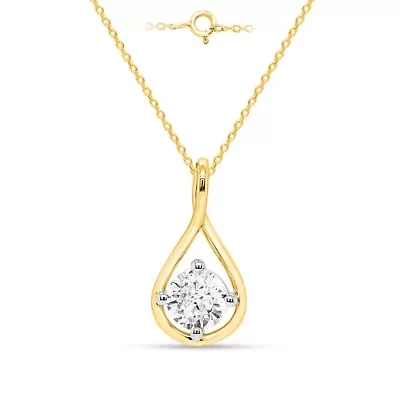 Lab Created 1CTW Grown Diamond Solitaire Pendant Gold Plated Sterling Silver