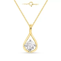 Lab Created 1CTW Grown Diamond Solitaire Pendant Gold Plated Sterling Silver