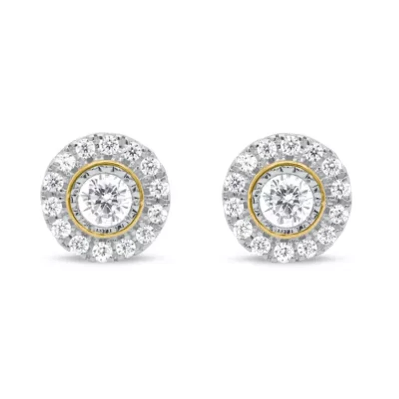 Lab Created 1/2CTW Grown Diamond Stud Earrings with Halo Sterling Silver