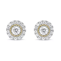 Lab Created 1/2CTW Grown Diamond Stud Earrings with Halo Sterling Silver