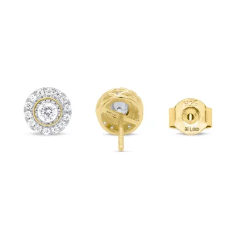 Lab Created 1/2CTW Grown Diamond Stud Earrings with Halo Sterling Silver