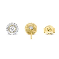 Lab Created 1/2CTW Grown Diamond Stud Earrings with Halo Sterling Silver