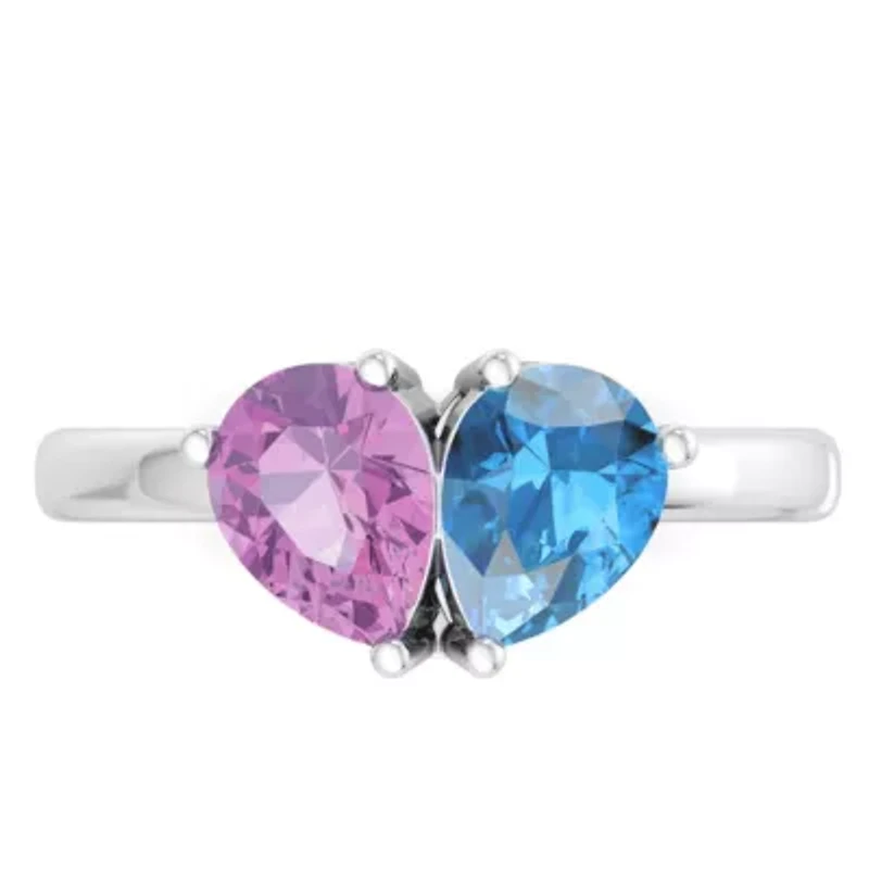 Lab Created Martha Stewart / Carat Sapphire and Blue Topaz Two Stone Ring Sterling Silver