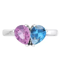 Lab Created Martha Stewart / Carat Sapphire and Blue Topaz Two Stone Ring Sterling Silver