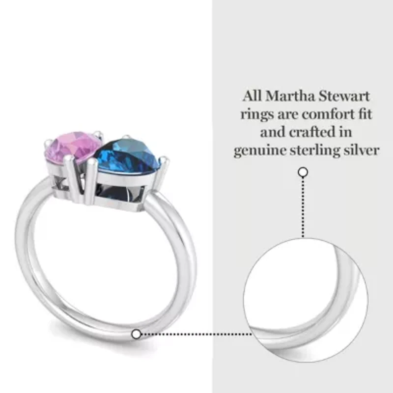 Lab Created Martha Stewart / Carat Sapphire and Blue Topaz Two Stone Ring Sterling Silver