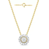 Lab Created 1/4CTW Grown Diamond Solitaire Pendant with Halo Sterling Silver