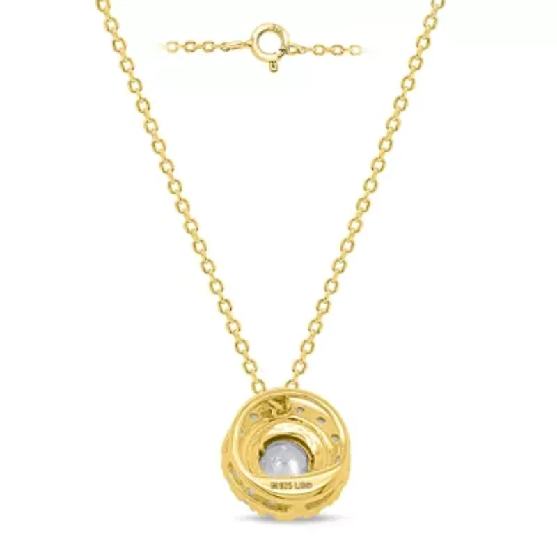Lab Created 1/4CTW Grown Diamond Solitaire Pendant with Halo Sterling Silver