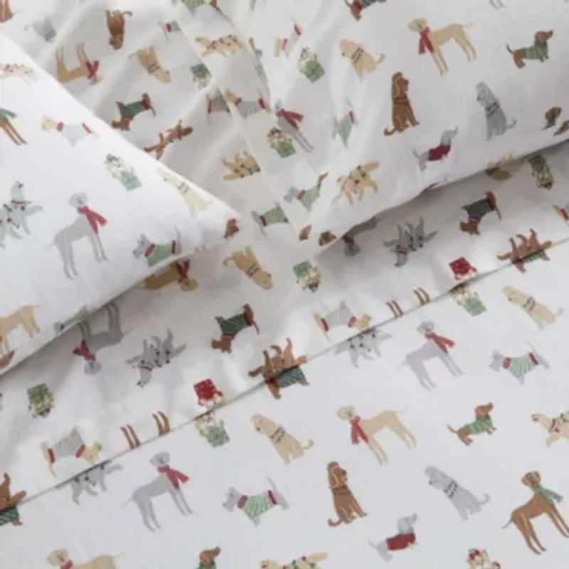 Holiday Pups Cotton Sheet Set