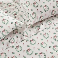 Wreaths & Mistletoe Cotton Sheet Set
