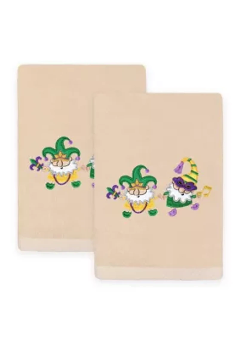 Mardi Gras GNOMES Hand Towels Set of 2