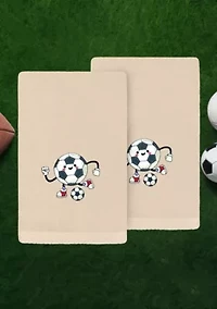 Soccer Player Hand Towels Set of 2