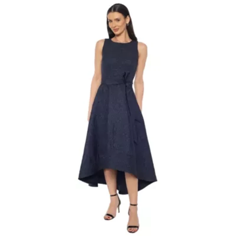 Sleeveless High Low Brocade Dress
