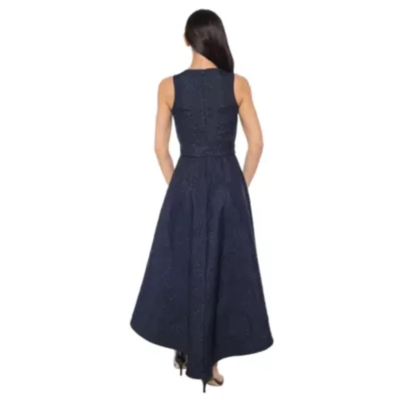 Sleeveless High Low Brocade Dress