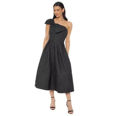 Bow Strapless Brocade Dress
