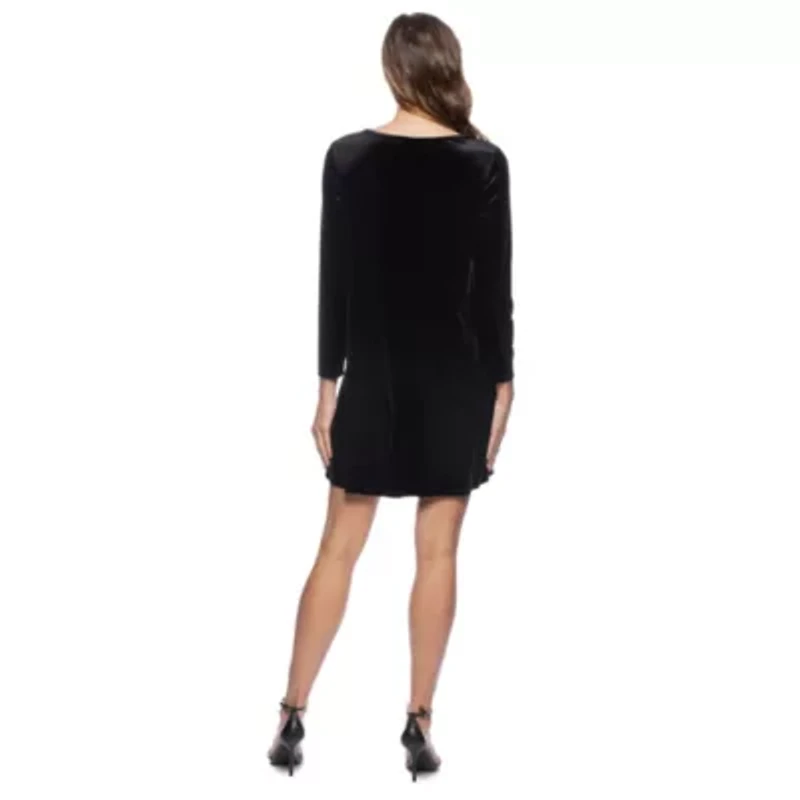 Velvet Dress with Brooch