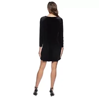 Velvet Dress with Brooch