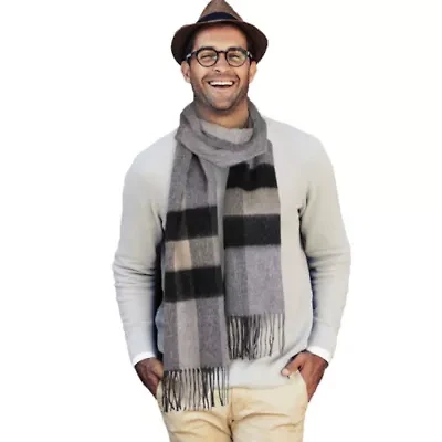 Classic Fringe Plaid Wool Scarf