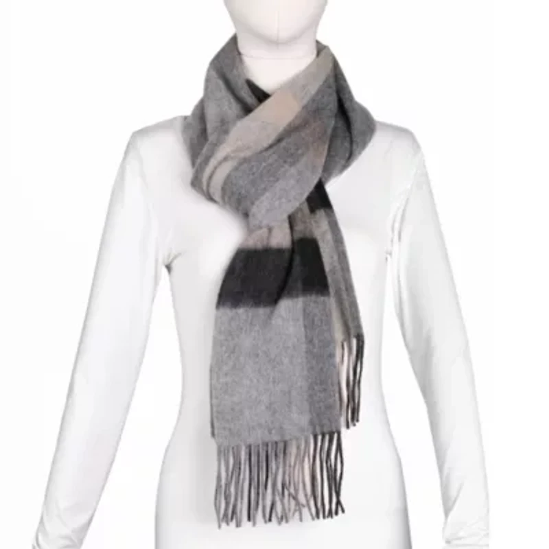 Classic Fringe Plaid Wool Scarf