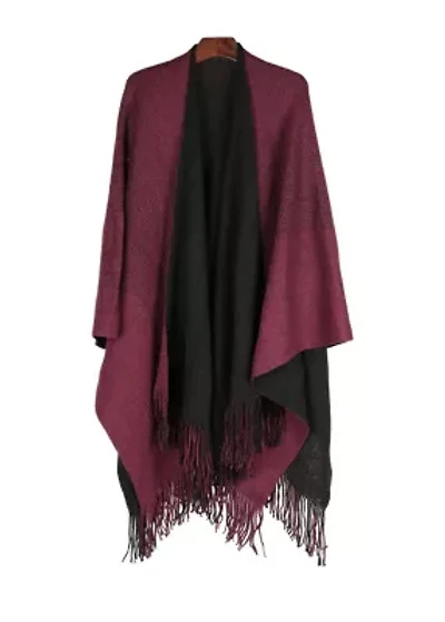 Reversible Knit Poncho Shawl