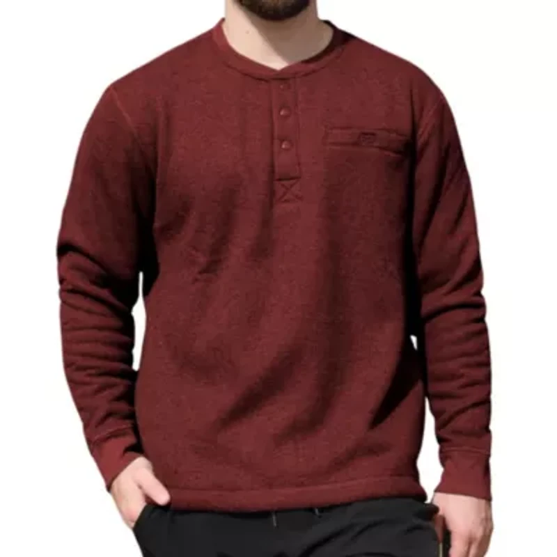 Men's Long Sleeve Thermal 3-Button Henley with Sherpa Lining