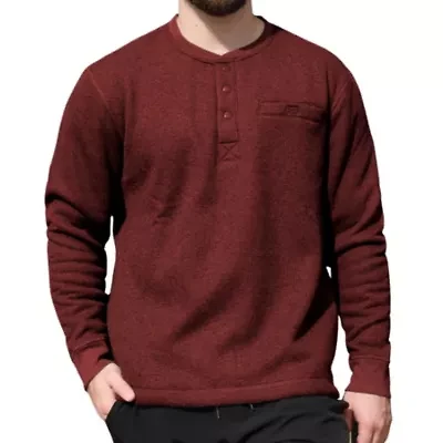 Men's Long Sleeve Thermal 3-Button Henley with Sherpa Lining