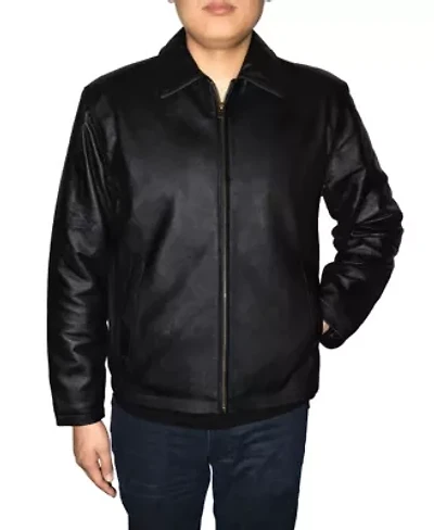 Men's Genuine Leather Open Bottom Jacket