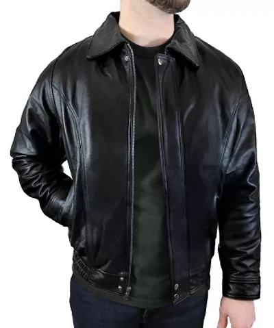 Men's Genuine Leather Bomber Jacket