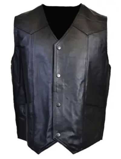 Men's Snap Front Genuine Leather Vest