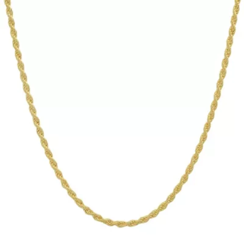 Unisex 14k Gold 2mm Diamond-cut Rope Chain Necklace