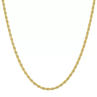 Unisex 14k Gold 2mm Diamond-cut Rope Chain Necklace