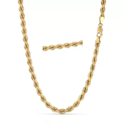 Mens 14k Gold THICK/HEAVY 5mm Diamond-cut Rope Chain Necklace