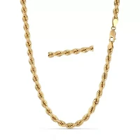 Mens 14k Gold THICK/HEAVY 5mm Diamond-cut Rope Chain Necklace