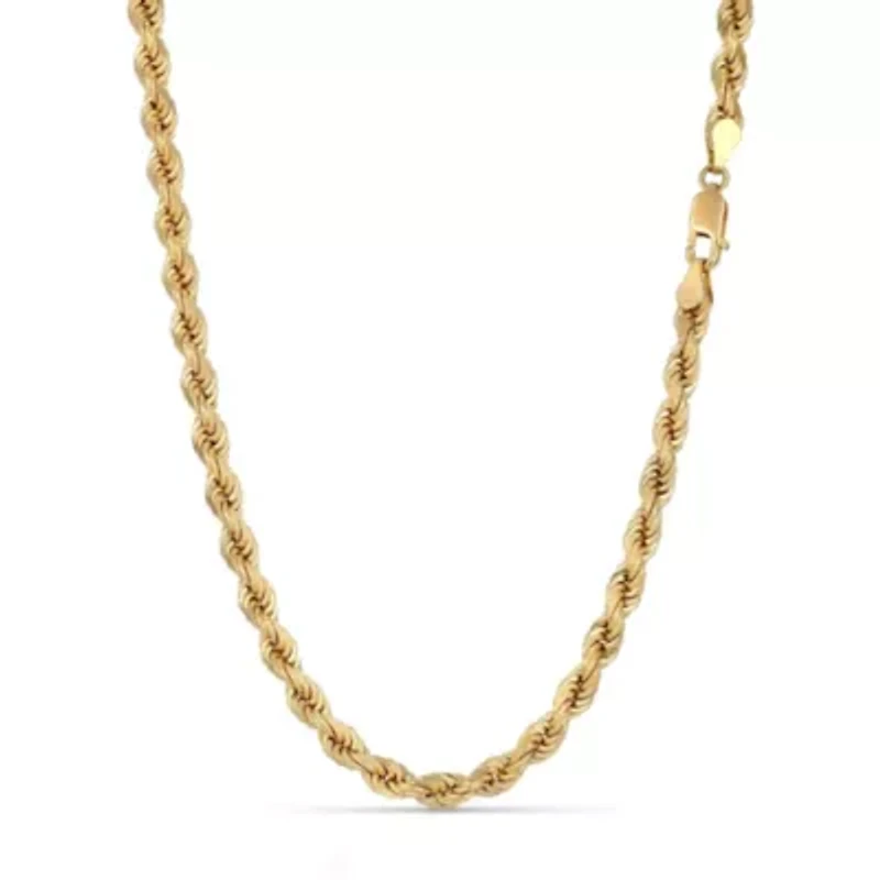 Mens 14k Gold THICK/HEAVY 5mm Diamond-cut Rope Chain Necklace