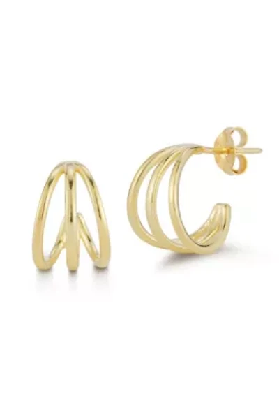 Sterling Silver Polished Triple Ring Hoop Earrings