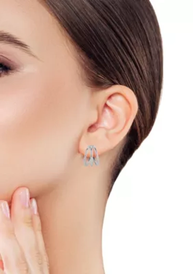 Sterling Silver Polished Triple Ring Hoop Earrings