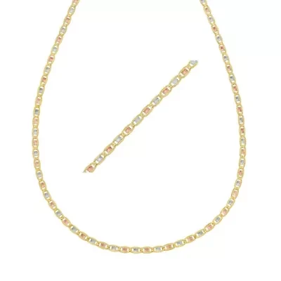 14k Tri-Color Gold Pave Valentino Chain Necklace