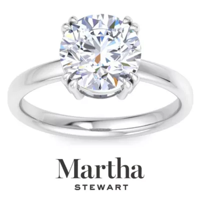 Lab Created Martha Stewart Carat Round Shape Grown Diamond Solitaire Engagement Ring Available 14K White and Yellow Gold