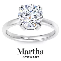 Lab Created Martha Stewart Carat Round Shape Grown Diamond Solitaire Engagement Ring Available 14K White and Yellow Gold