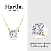 Lab Created 1 Carat Emerald Cut Grown Diamond Solitaire Necklace Available 14K White and Yellow Gold