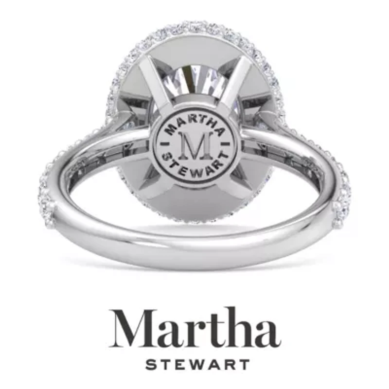 Lab Created Martha Stewart 4 Carat Oval Shape Grown Diamond Hidden Halo Engagement Ring Available 14K White and Yellow Gold