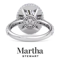 Lab Created Martha Stewart 4 Carat Oval Shape Grown Diamond Hidden Halo Engagement Ring Available 14K White and Yellow Gold