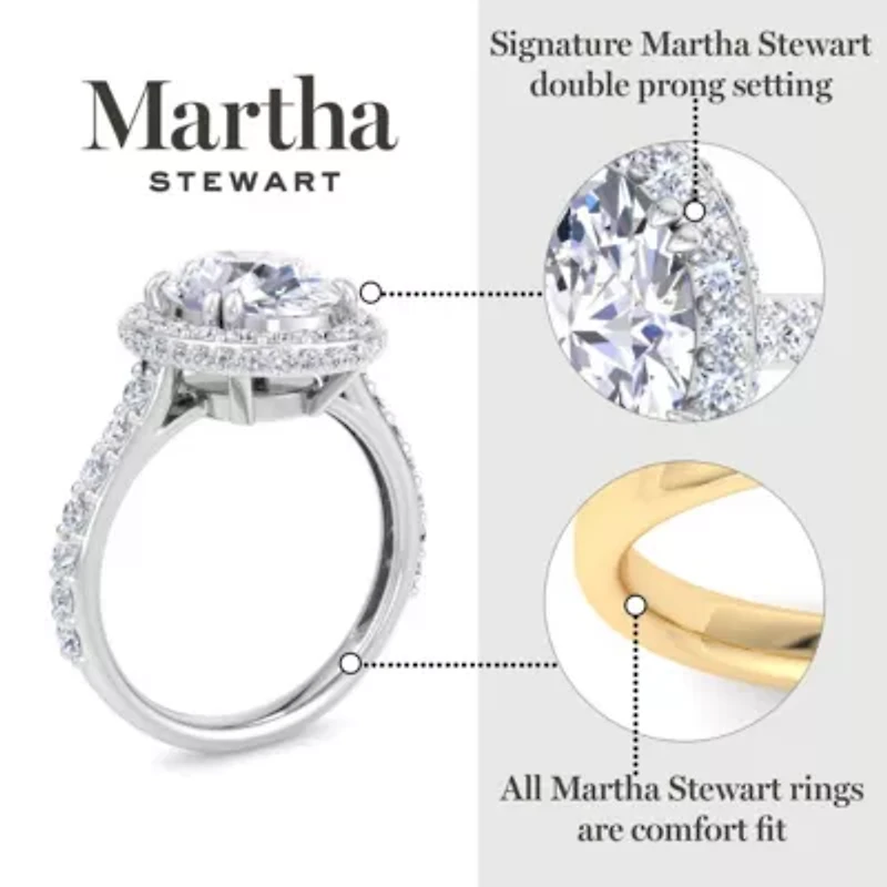 Lab Created Martha Stewart 4 Carat Oval Shape Grown Diamond Hidden Halo Engagement Ring Available 14K White and Yellow Gold