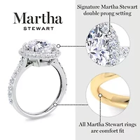 Lab Created Martha Stewart 4 Carat Oval Shape Grown Diamond Hidden Halo Engagement Ring Available 14K White and Yellow Gold