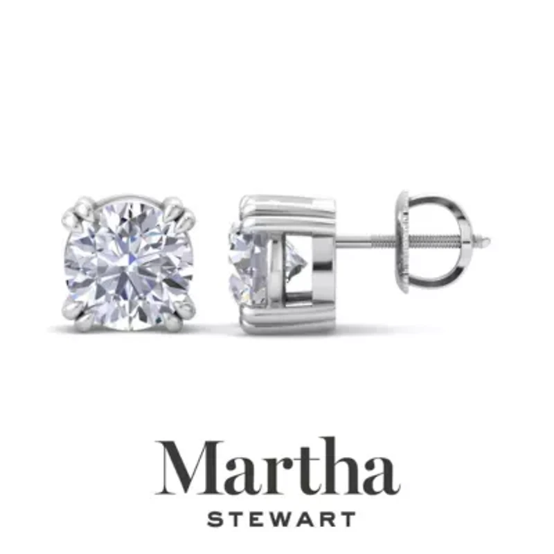 Lab Created 2 Carat Grown Diamond Stud Earrings Available 14 Karat White Or Yellow Gold